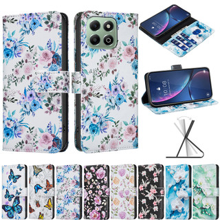 Flip Casing สําหรับ Honor 200 Lite สมาร์ท X9C X8C X5B Plus X6B X9B X8B X7B X7A ผีเสื้อและ Rose รูปแบบกระเป๋าสตางค์หนัง PU ช่องใส่การ์ดฝาครอบกรณี