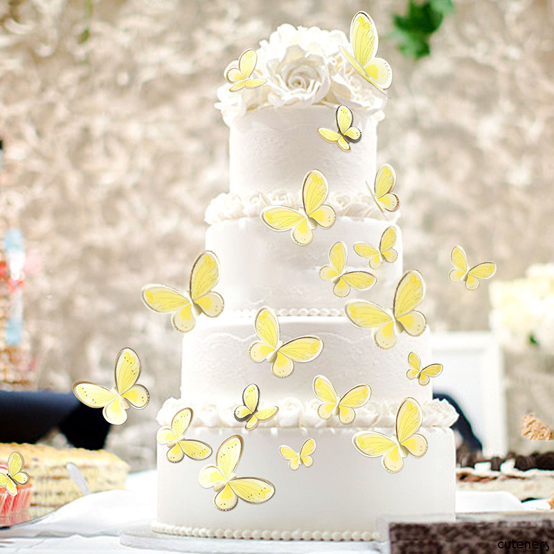😄Cutenery😄 Golden Edge Butterfly Baking Plugin สีสันผีเสื้อเค้กตกแต่งเค้กวันเกิด Plugin