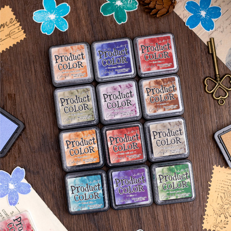 Journal GO 6pcs Colourfull Multicolor Ink Pad สําหรับ Planner แสตมป์ Art Scrapbooking นักเรียนหมึกแสตมป์ Inkpad โรงเรียนอุปกรณ์เสริม