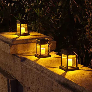 โคมไฟเทียน โซล่าเซลล์ ค่าไฟ0บาท candle light ไฟรูปทรงตะเกียง Solar light ไฟแต่งสวนสนาม ใช้พลังงานแสงอาทิตย์