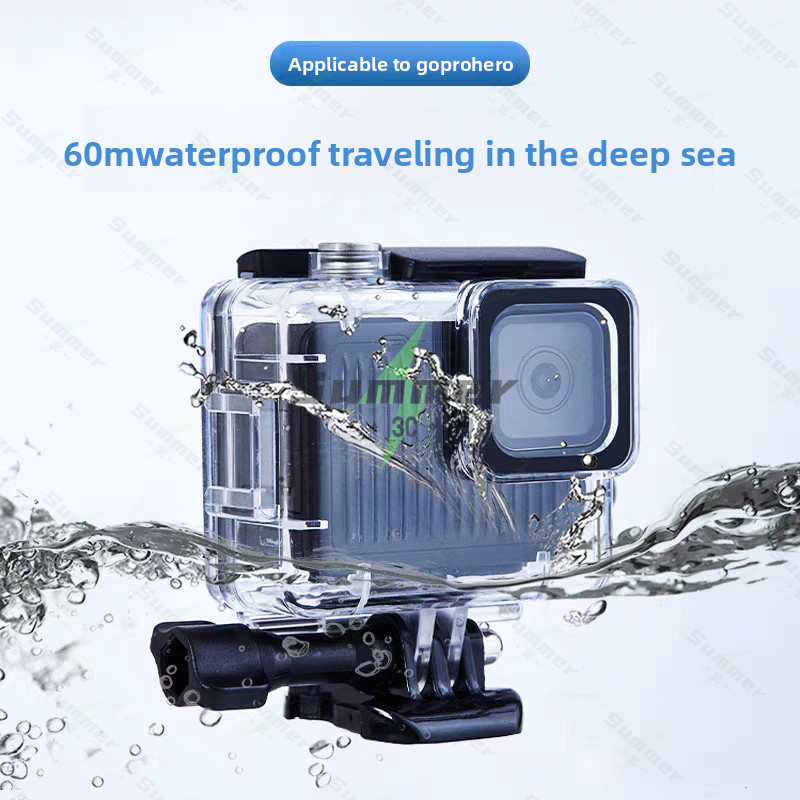 Summer เคสกันน้ำสำหรับ GoPro Hero 13/12/11/10/9 -60M/196FT ใต้น้ำลึก กล้องกีฬาขนาดเล็ก เคสป้องกันการตกหล่น - รูปที่ 4