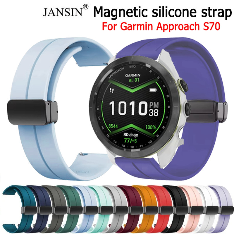 สายรัดข้อมือซิลิโคนแบบเปลี่ยนได้ สําหรับ Garmin Approach S70 47mm 42mm แม่เหล็กดูด