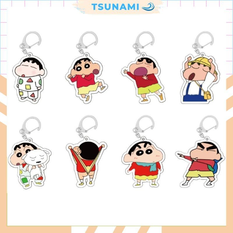 อะนิเมะดินสอสีชินจังพวงกุญแจอะคริลิคอุปกรณ์ตกแต่งพวงกุญแจของเล่นเด็กใหม่
