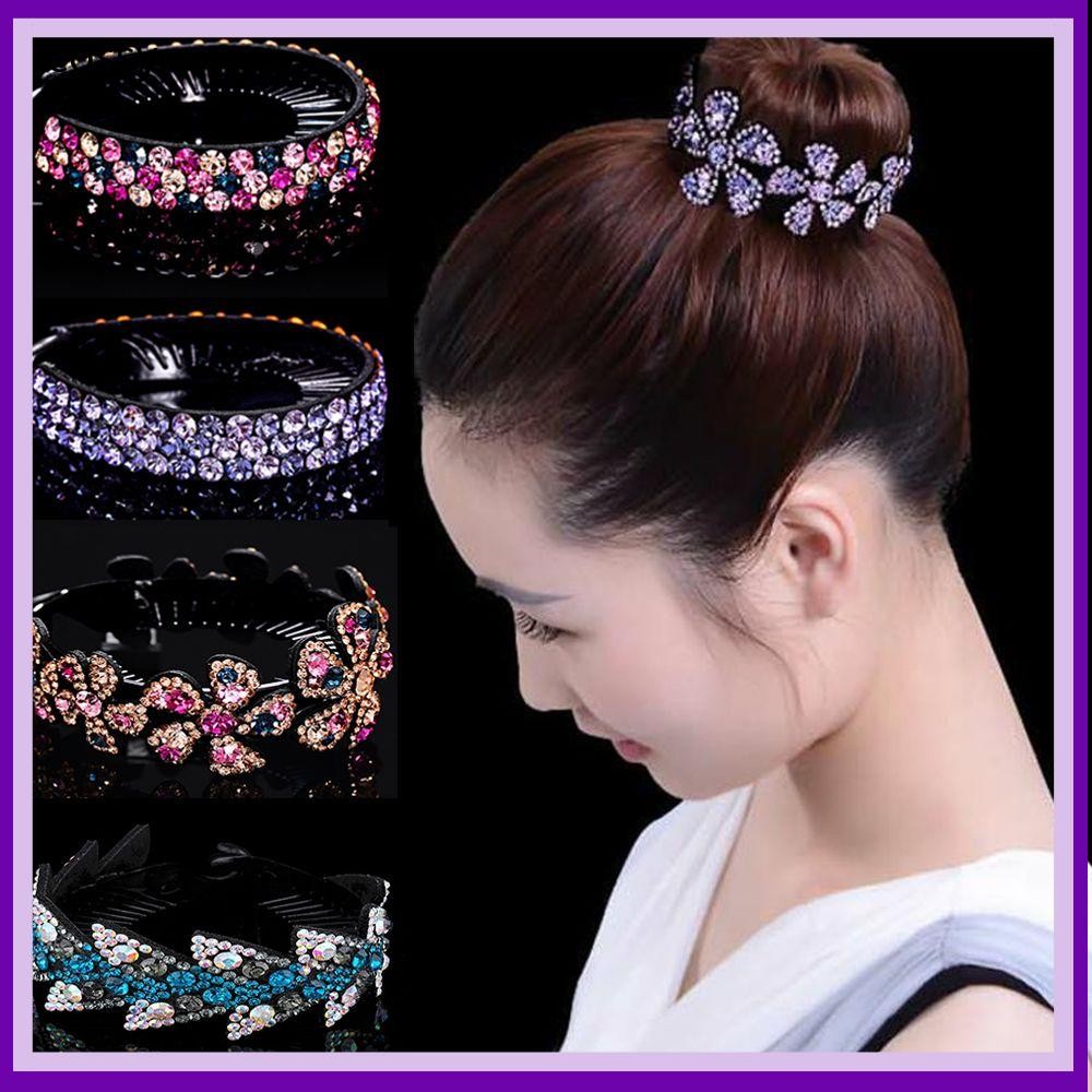 COSSY คริสตัลผม Claw Headwear Hairpin Bun Maker ดอกไม้คลิปผม