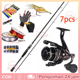 【PUNCAK】Spinning Fishing Rod Metal Spool Spining Fishing Reel Set Pancing 1.8M Max Drag 5kg Crabon Rod 5.2:1 13+1BB Metal Spool Reel Joran Pancing