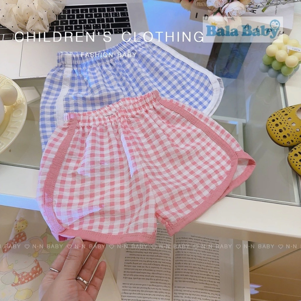 กางเกงขาสั้นเด็ก กางเกงลำลองเด็กผู้หญิง ขาเว้าลายสก็อต Size80-120 cm DK05 thumbnail 4