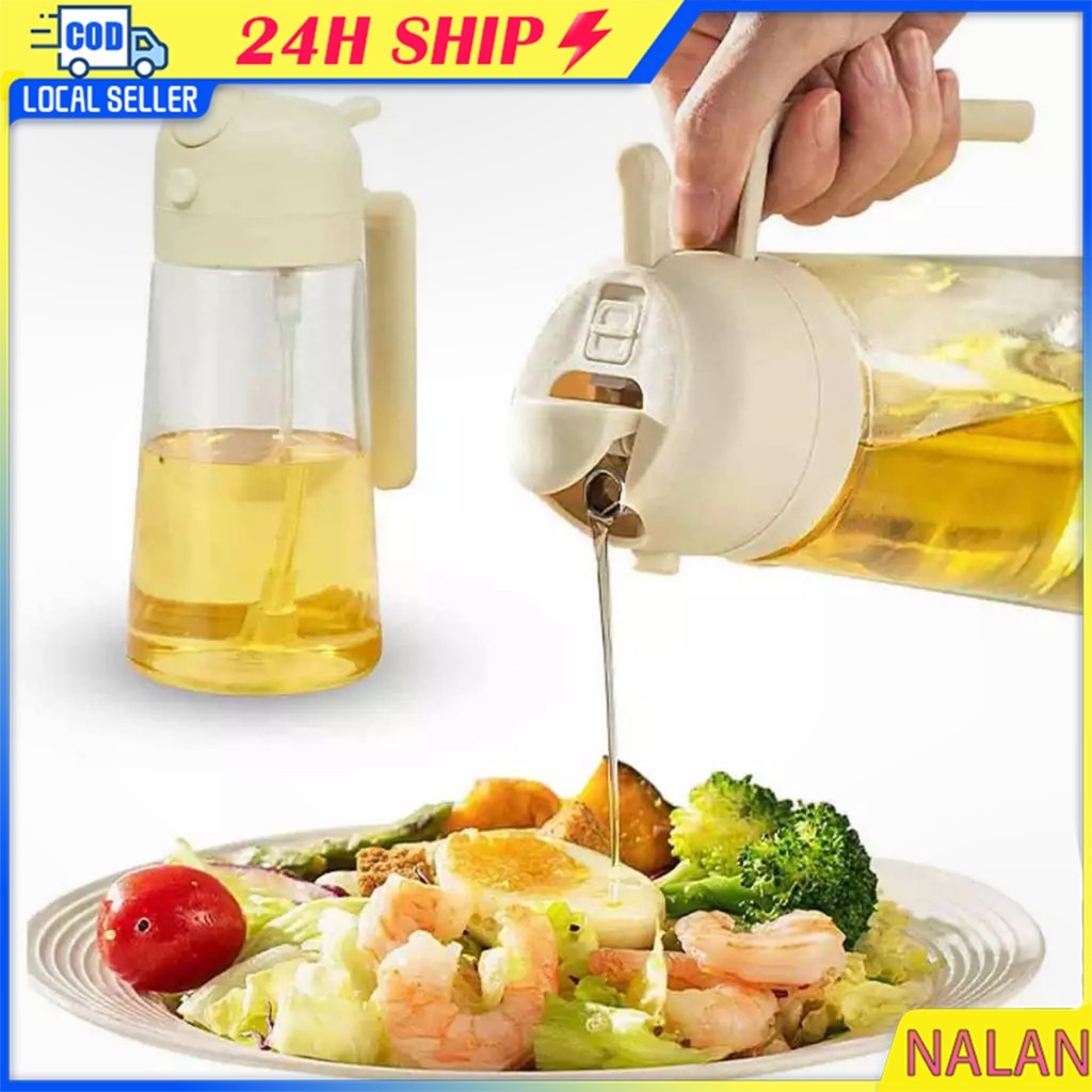 ร้านอยู่กทม.470ML.ขวดสเปรย์น้ำมันปรุงอาหาร ใช้ได้2แบบ พ่นได้ เทได้ ใส่น้ํามันพืช มะกอก ใช้งานง่าย