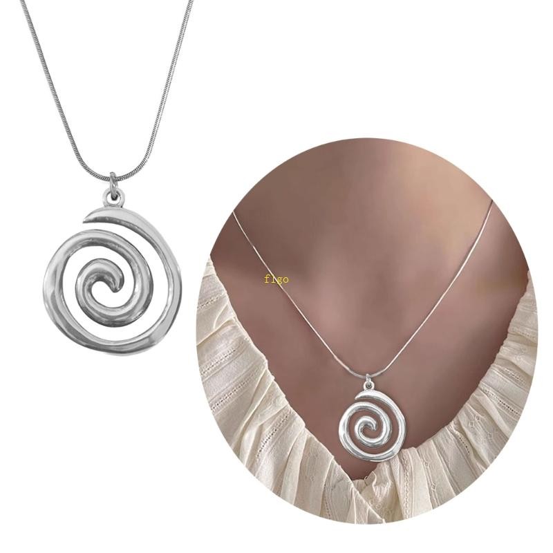 Fashionable Swirl Pendant Necklace Adjustable Length Neckchain Elegant Accessory