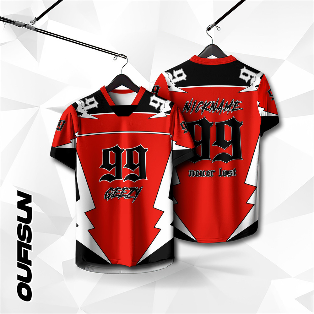การพิมพ์ 3ง ที่ปรับแต่งได้ผู้ชายหมายเลข 99 Number Jersey เสื้อยืดแขนสั้นชุดทีม Plus Size Jersey ยอดน