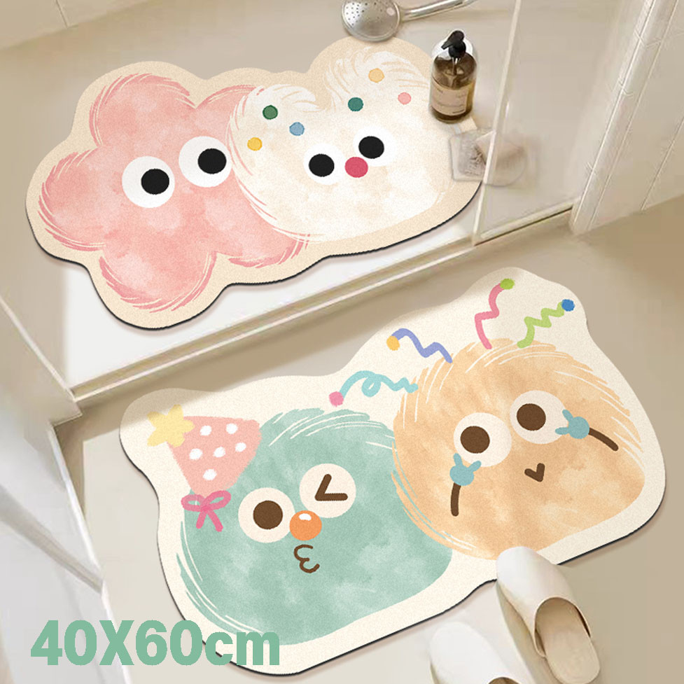 แผ่นรองกันลื่นในห้องน้ำ พรมกันลื่น ลายน่ารักสุดๆ พรมห้องน้ำ แห้งง่าย 40X60cm พรมปูพื้น