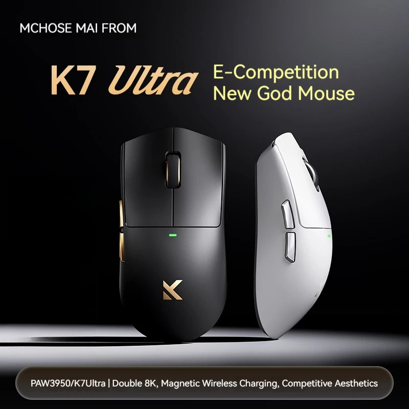 Mchose K7 Ultra Mouse 3 Mode Lightweight Mouse E-Sports Game Wireless PAW3950 8k Receiver Game Mouse