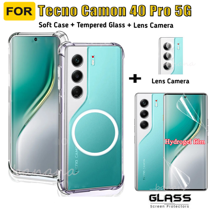 3IN1 Tecno Camon 40 Pro 5G กันกระแทกซิลิโคนอ่อนนุ่มโปร่งใสสําหรับ Tecno Camon 40Pro 4G Camon 40 Hydr