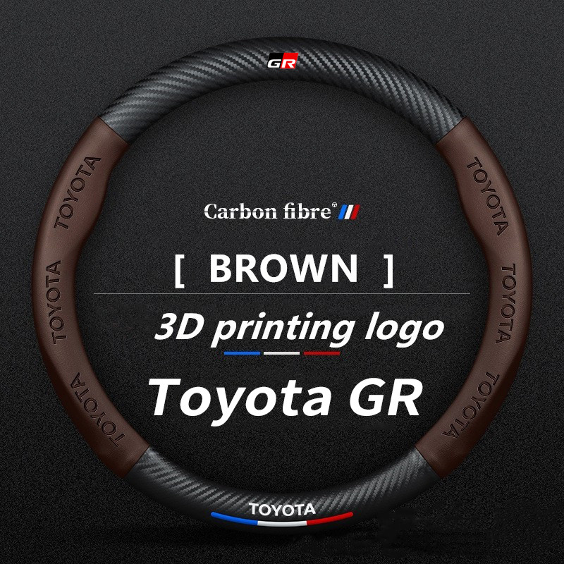ที่หุ้มพวงมาลัยรถยนต์ Toyota GR 38 ซม. พวงมาลัยคาร์บอนไฟเบอร์ สําหรับ Toyota Fortuner Camry Hilux Revo Yaris ATIV Yaris Cross Veloz Prius Innova Hiace GR 86 Yaris Corolla Cross Altis Supra CHR Wish bZ4X Vios Sienta Avanza - รูปที่ 5