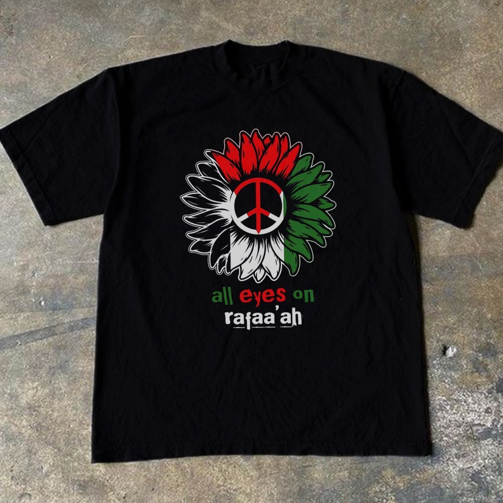 Kampunk tshirt ผู้ชายผู้หญิง streetwear all eye on rafah การออกแบบโพลีเอสเตอร์ระดับพรีเมียม - 042