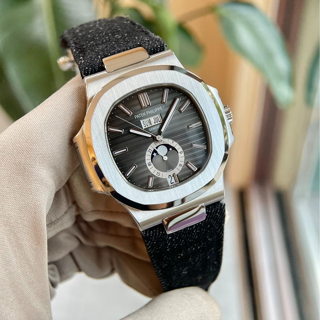 Pate2k Philipp2e Sports Elegant Series Parrot Snail Calendar Moon Phase Automatic Mechanical Mens Wa