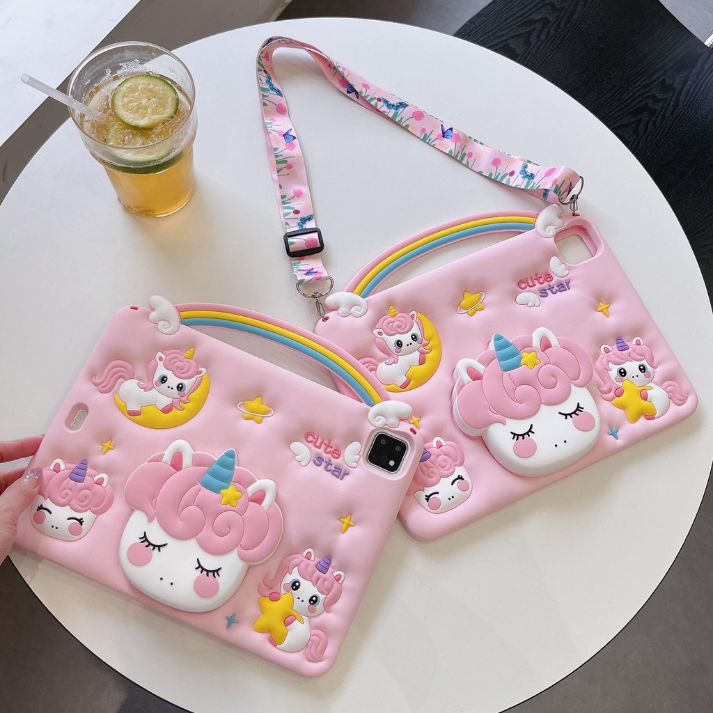 HotPortable Telescopic Bracket สีสัน Rainbow Unicornซิลิโคนแท็บเล็ตป้องกันกรณี,สําหรับiPad mini 1 ~ 