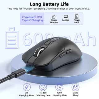 GOOJODOQ Lightweight Dual-mode Rechargeable Mouse 4 levels DIP Adjustable 6-Button Control RGB Light