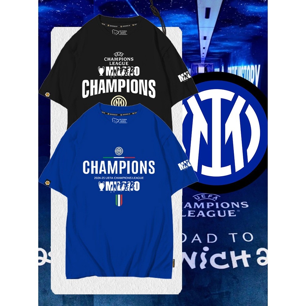 2025 Inter Milan Champions League Victory Commemorative Inter Milan Football Fan Uniform Short sleev