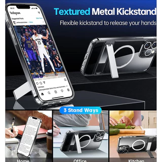 ซิลิโคนใสโทรศัพท์สําหรับiPhone 16 15 14 13 12 11 Pro MAX 16E Mini X XR XS MAX 7 8 Plus SE2020 พร้อมขาตั้งสําหรับแม่เหล็กชาร์จไร้สายกลับเคสโทรศัพท์C
