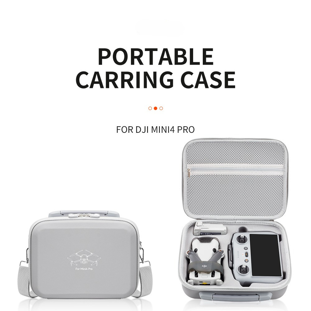 อินเทรนด์ DJI Mini 4 Pro Hard Case Drone กระเป๋าเดินทางแบบพกพาพร้อมสายคล้องไหล่ Beg Kulit Keras Akse
