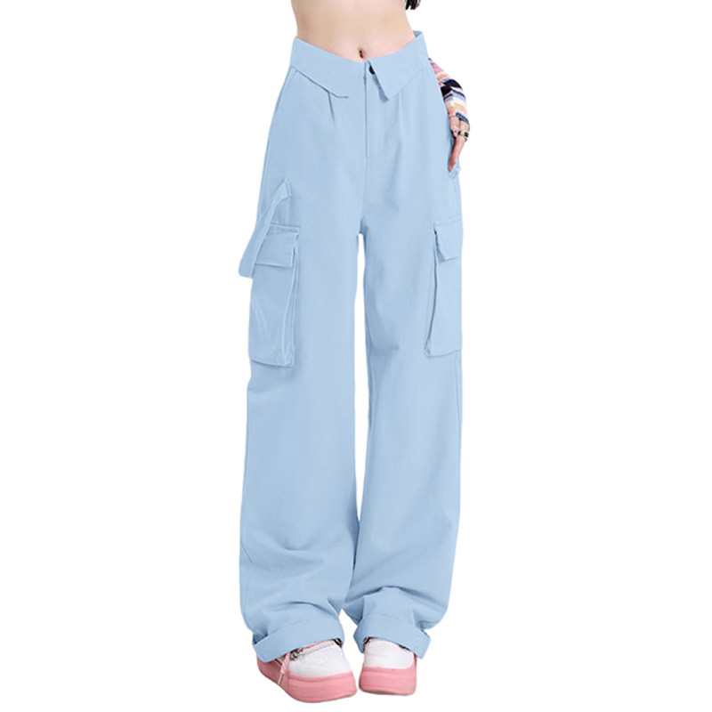 ZANZEA ซานเซีย กางเกงกุ๊บกิ๊บสไตล์เกาหลีสำหรับผู้หญิง ขากว้างพับเอวพร้อมกระเป๋า