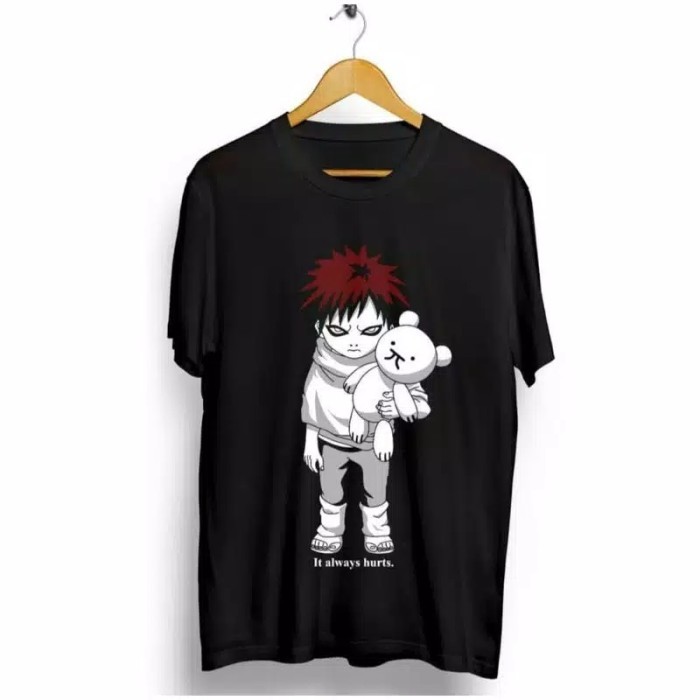 [ส่งสินค้า  เร็ว] 【NEW】 EROO KAOS DISTRO GAARA NARUTO T SHIRT DISTRO KAOS NARUTO - L เสื้อยืดผู้ชาย