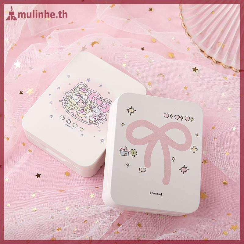 มูลินเฮ การ์ตูนเหล็กกล่องเก็บน่ารักโบว์พลิกกล่องดีบุกเหรียญบัตรต่างหูหูฟังเครื่องประดับสก์ท็อปกรณีการจัดเก็บออแกไนเซอร์ ไทย