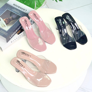 รองเท้าส้นแก้ว แบรนด์ Marco รุ่น B1003 สูง2นิ้ว พลาสติกใส เก…