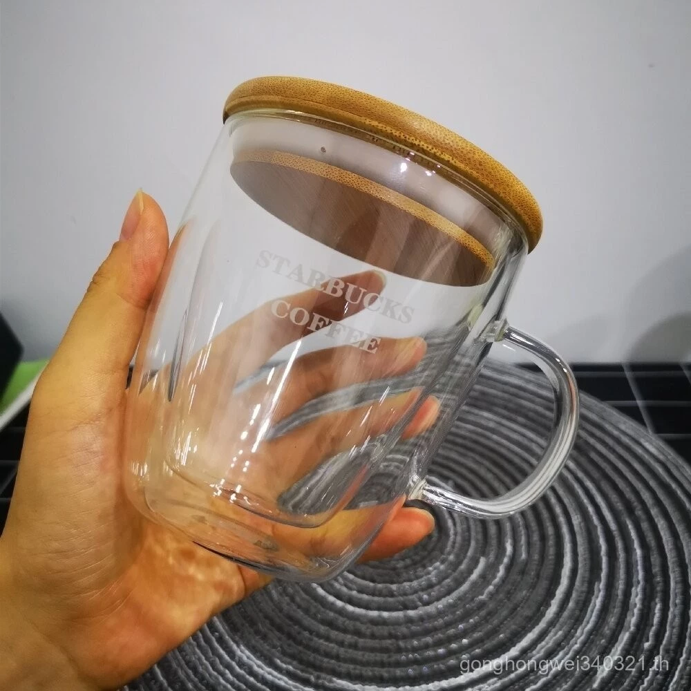 Starbucks Coffee Glass Mug Bamboo Lid Double Walled 350ml/450ml thumbnail 7