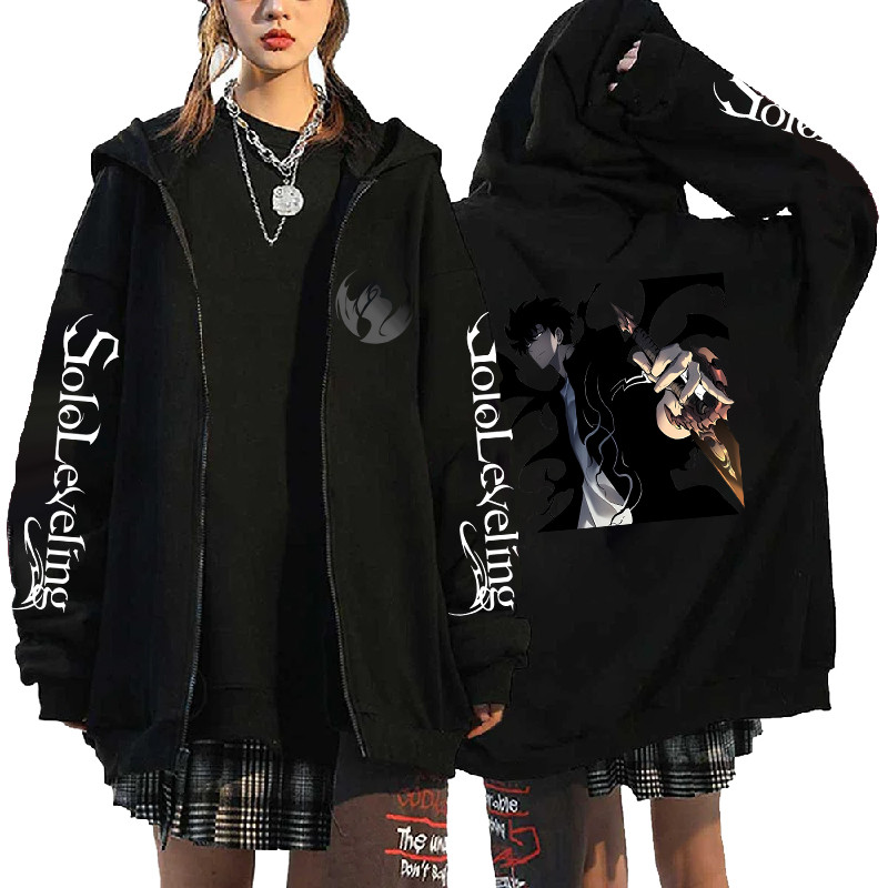 Solo Leveling Zip Up Hoodie Sung Jin Woo Anime Jacket - Solo Leveling Manga Sung Jin Woo Hoodie