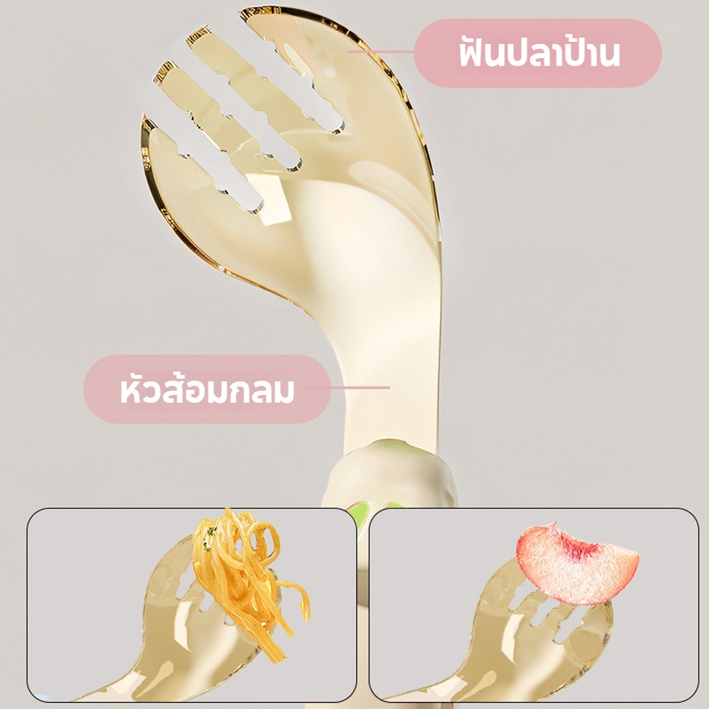 BabyMeal ชุดช้อนส้อม ด้ามจับซิลิโคนห่วงกลม ช้อนส้อมสำหรับเด็ก ฝึกทานอาหารด้วยตัวเอง ฟรีกล่องเก็บสำหรับพกพา - รูปที่ 6