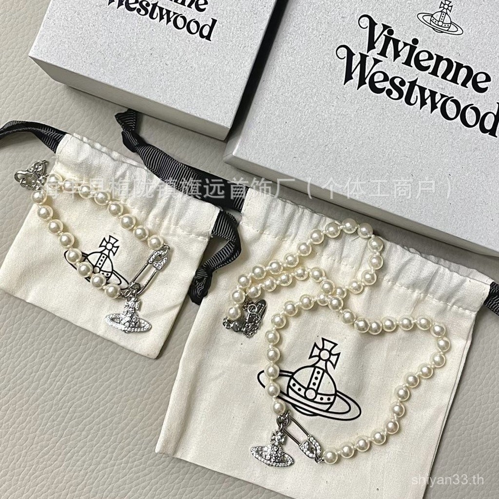 สร้อยคอไข่มุกดาวเสาร์แบบคลาสสิกสำหรับผู้หญิง รุ่นสูง เจ้าหญิง ดีไซน์ย้อนยุค Vivienne สายโซ่คลาวิคเคิ