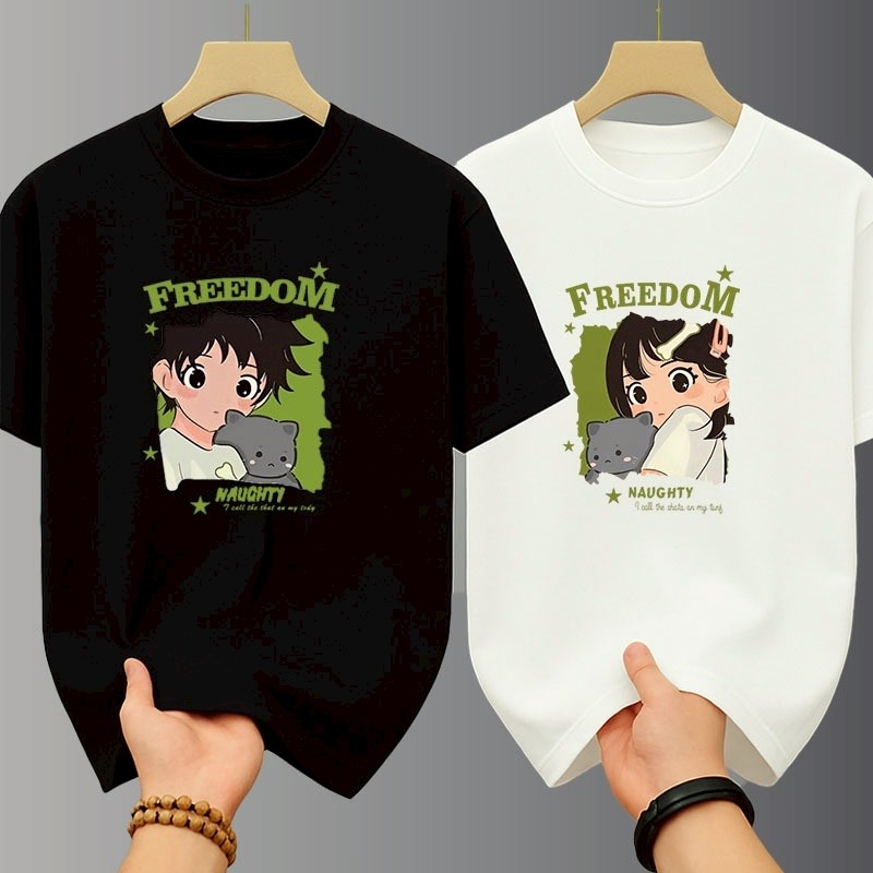 เสื้อยืด เสื้อคู่รักชายหญิงเกาหลี oversize ลายการ์ตูน  เหมาะกับวัยรุ่นคู่รัก เสื้อยืดโอเวอร์ไซส์