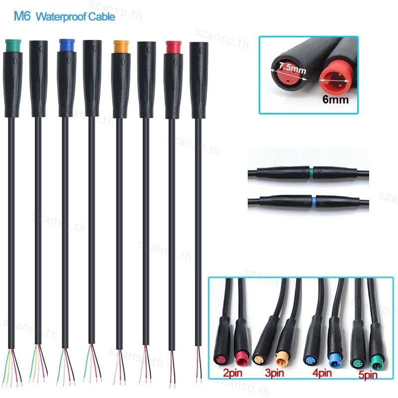M6 2 3 4 5 Pin core Julet ก้นไฟฟ้าปลั๊ก Connector สกู๊ตเตอร์กันน้ำ 6 มม. Sensor สาย THA1