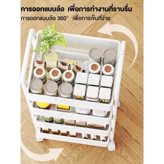 BMZAR ชั้นรถเข็น 3/4ชั้น ชั้นวางของมีล้อ ชั้นวางของเหล็ก แข็งแรง กันสนิม เคลื่อนย้ายสะดวก รถเข็นเก็บของ วางของในครัว