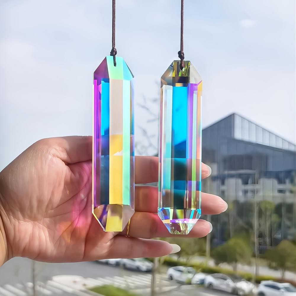 1PCS คริสตัล Sun Catcher Prisms สําหรับ Windows ในร่ม, AB สี Hexagone แขวนคริสตัล Suncatchers, Rainbow Maker สําหรับคริสต์มาส, Patio, Chandelier, เครื่องประดับสวน