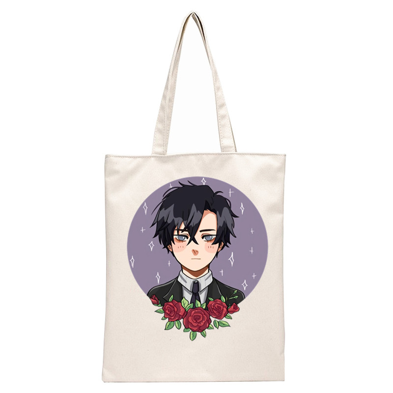 Mystic Messenger Canvas Tote Bag กระเป๋าช้อปปิ้ง Reticule กระเป๋าเครื่องสําอางกระเป๋าสะพายนักเรียนกร
