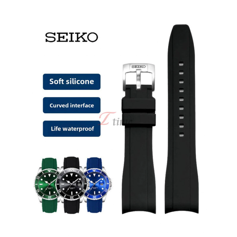 สายนาฬิกาซิลิโคนนุ่มสำหรับ Seiko 5 - ยางกันน้ำ, โค้งพอดี, 18-22มม., หัวเข็มขัดแบบพินและแบบผีเสื้อ - น้ำหนักเบาและทนทานสำหรับผู้ชายและผู้หญิง