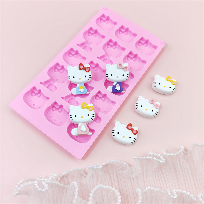 แมว 15 ตัว แฮนด์เมด ช็อกโกแลตแม่พิมพ์เกรดอาหารซิลิโคนแม่พิมพ์ DIY ลูกอมนุ่ม บิสกิตแม่พิมพ์