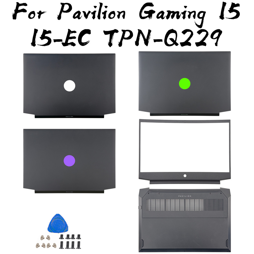 เคสสําหรับ HP Pavilion Gaming 15-EC TPN-Q229 ฝาหลัง LCD ด้านหน้าด้านล่างสีเขียวสีม่วงเงิน
