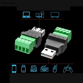 Ritasday 1 PC USB 2.0 ประเภท USB Connector ปลั๊ก USB อะแดปเตอร์เชื่อมต่อแจ็ค Type-A 4-Pin ชาย/หญิงปลั๊กสกรู Terminal Plug ใหม่