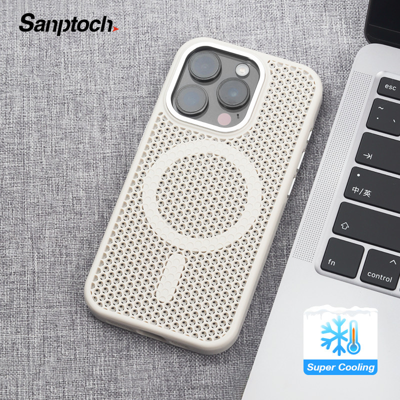 SanptochสําหรับMagnetici Premium Coolingเคสโทรศัพท์สําหรับiPhone 16 15 14 13 Pro Max Soft TPU Edge + Hard PCปกหลังสําหรับiPhone 16 Pro Maxลื่นกระจายความร้อนกันกระแทกป้องกัน