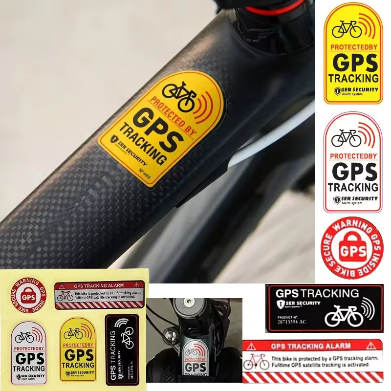 GPS ติดตามสติกเกอร์ MTB จักรยานเสือหมอบสกู๊ตเตอร์รถจักรยานยนต์ Anti-Theft Decal คําเตือนสะท้อนแสง Paster สําหรับอุปกรณ์จักรยาน