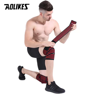 AOLIKES สายรัดกล้ามเนื้อน่องและเข่า ขนาด 180*8 ซม. พันได้ยืดหยุ่น สินค้าสำหรับการฝึกฝนฟิตเนส เช่น การยกน้ำหนักและการทำสควอท
