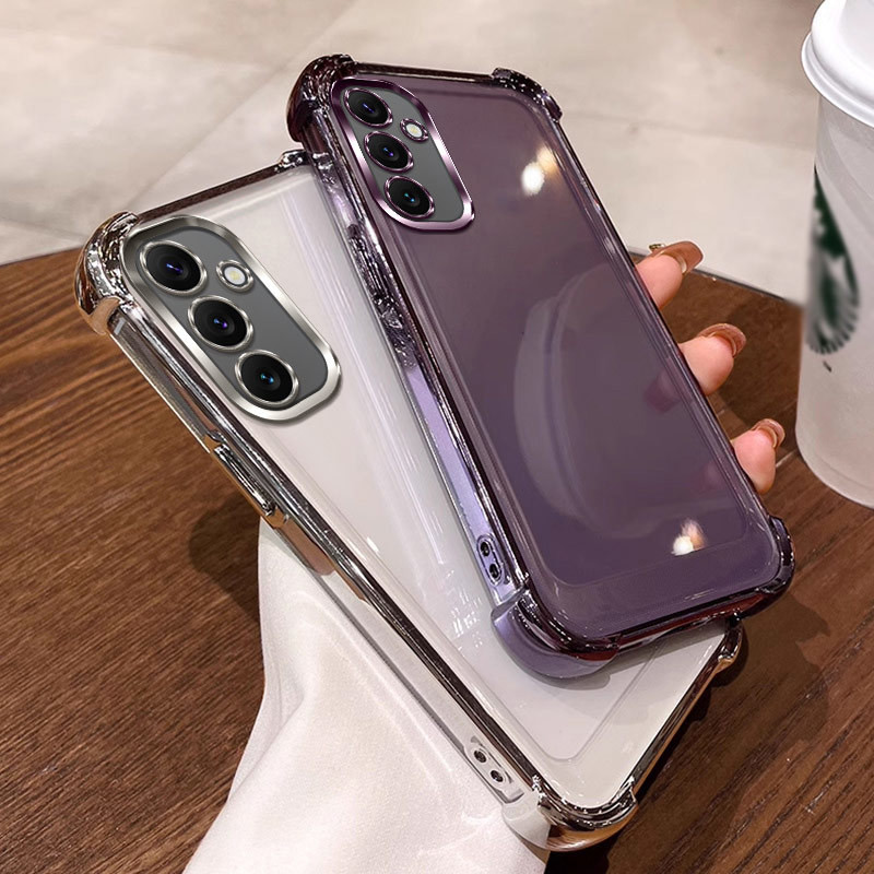 เหมาะสําหรับ Samsung A56 A36 A55 A54 A53 A52 A16 A06 5G เคสโทรศัพท์สี่มุมหนากันกระแทกพร้อมฟิล์มเลนส์เคสนุ่มเคสโทรศัพท์