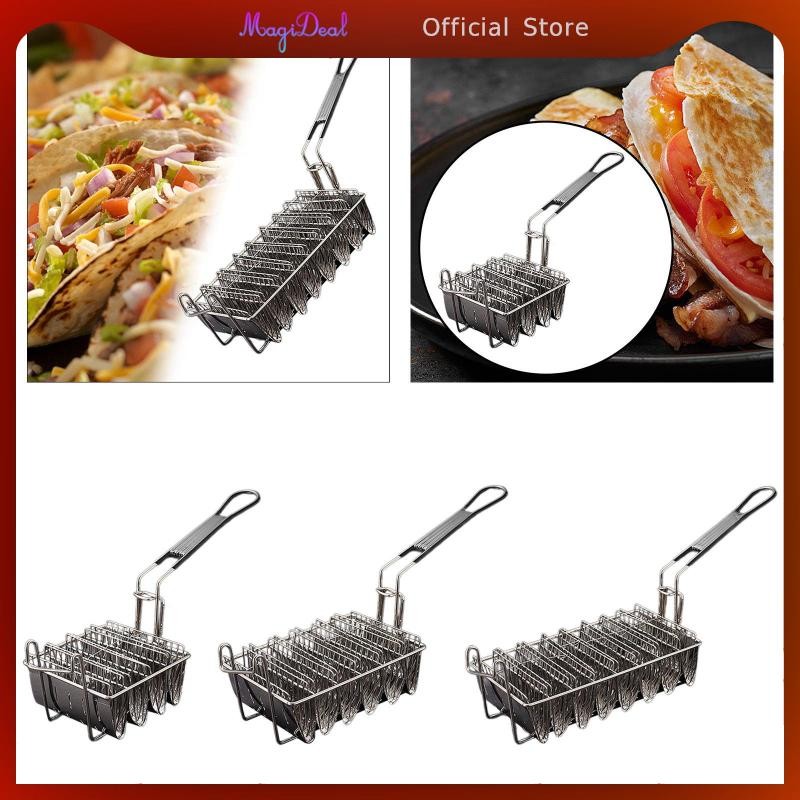MagiDeal Taco Basket,Taco Fry Basket,Professional,พร้อมที่จับ,Taco Shell,ตะกร้าหม้อทอดลึกสําหรับบ้าน