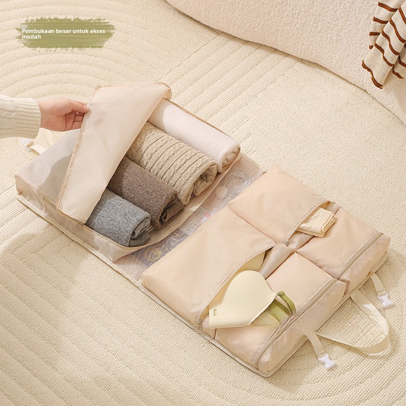 Travel Storage Handy Tool!สิ่งทอลายทแยง พับแขวนเก็บกระเป๋าเสื้อผ้าอเนกประสงค์ชุดชั้นในจัดระเบียบกระเป๋า6กริด/8กริดสีเทา/สีเบจ/สีชมพูและอื่นๆหลายสี แบบแยกส่วน ออกแบบเหมาะกระ