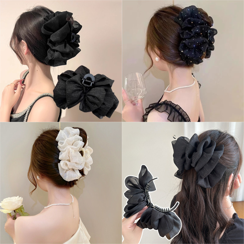 ผู้หญิง Bling สูงผูกผมหางม้าคลิปผมกล้วย Hairpin เกาหลี Headwear