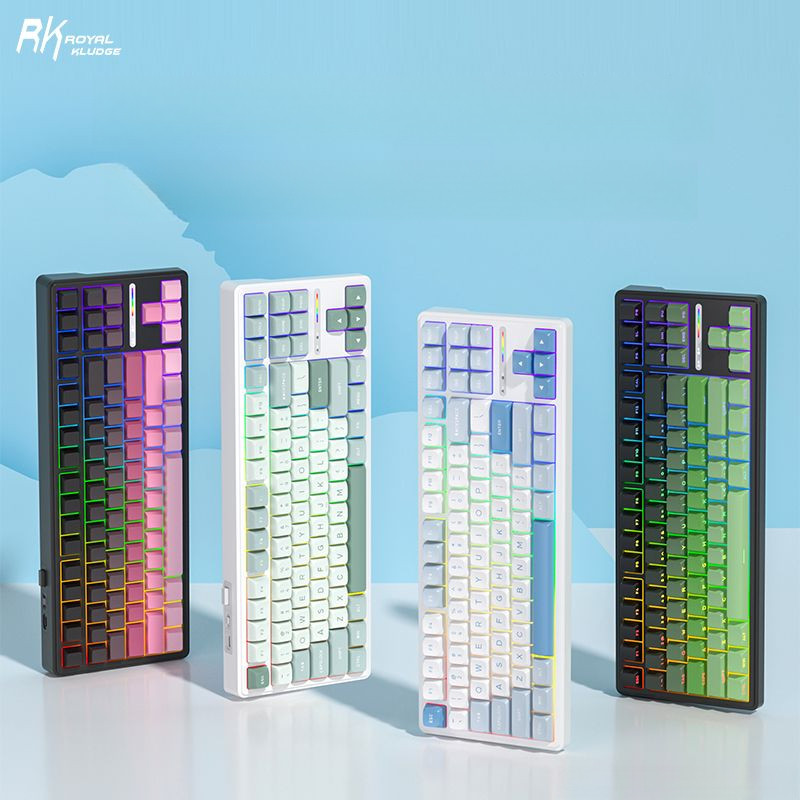 คีย์บอร์ดกลไกสามโหมด RK R87Pro ปรับแต่งได้ 2.4G ไร้สาย GASKET สวิตช์แบบ Hot-Swappable RGB สำหรับเล่น