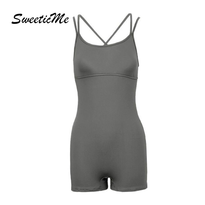 SweeticMe เพลย์สูทลําลองสําหรับเล่นกีฬาสีทึบแฟชั่นใหม่